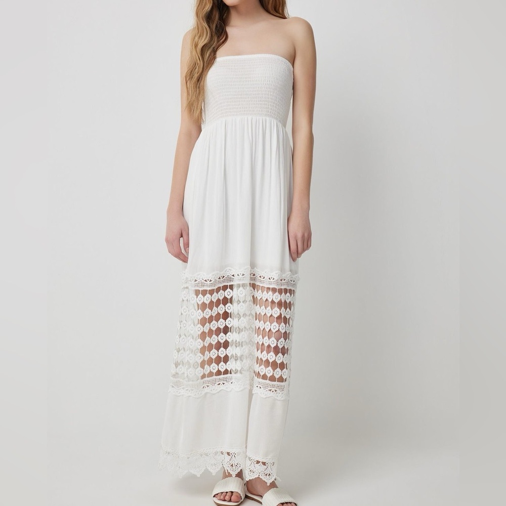 Justify White Strapless Sundress Resort Wear